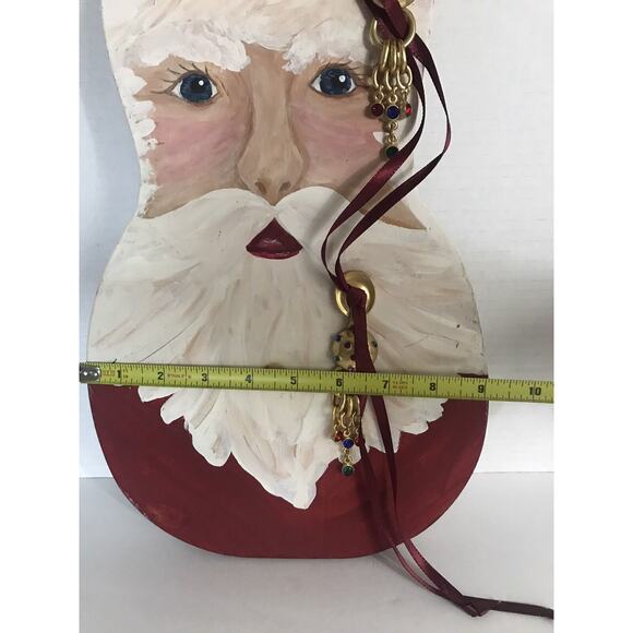 Hand Painted Wooden Santa Face Wall Decor Plaque Folk Christmas 1999 - Picture 9 of 14